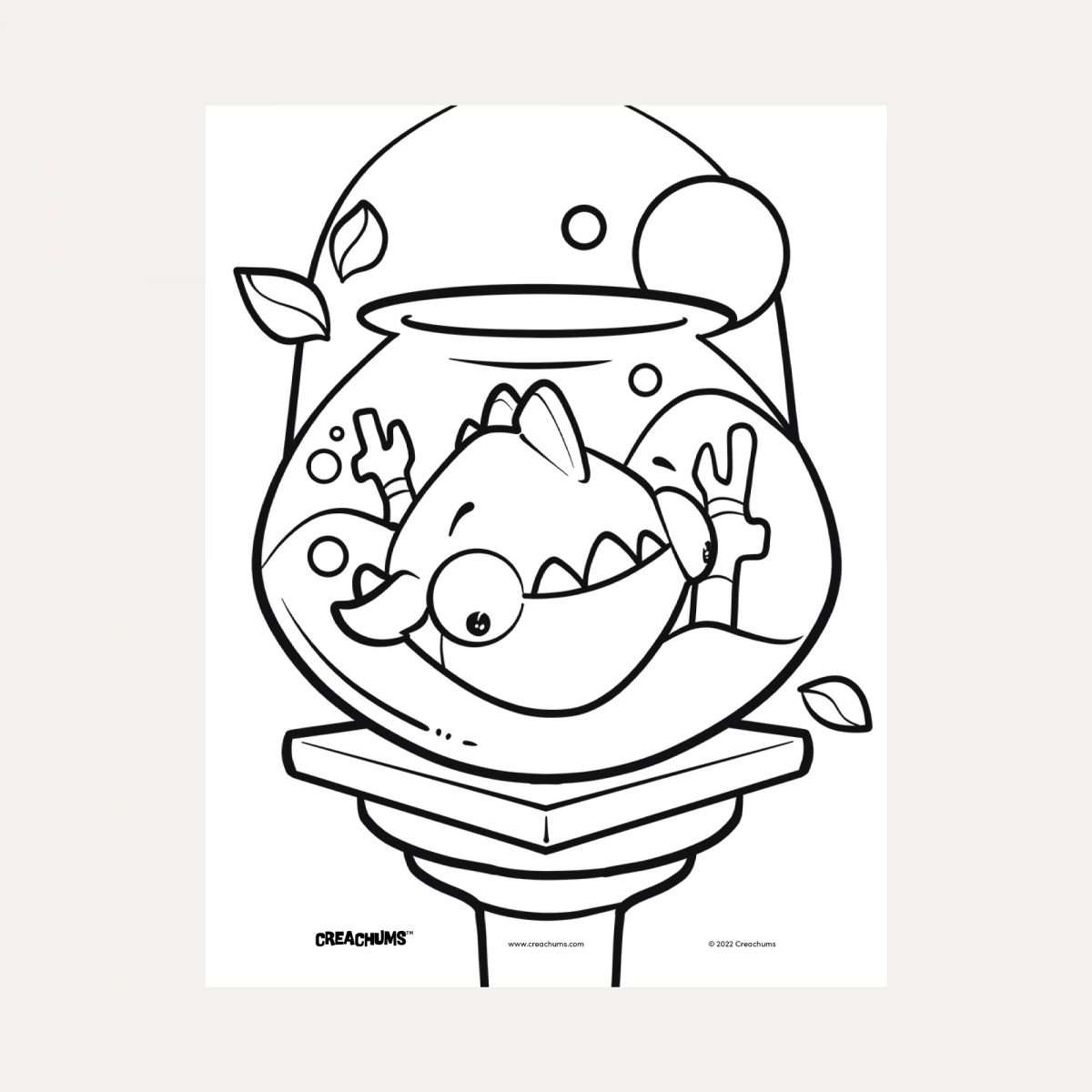 Creachums Spug Fish Bowl Coloring Page